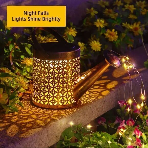 NEW! Little Solar Powered Pail with Lighted Water Stream Includes Hook Garden - Picture 8 of 9